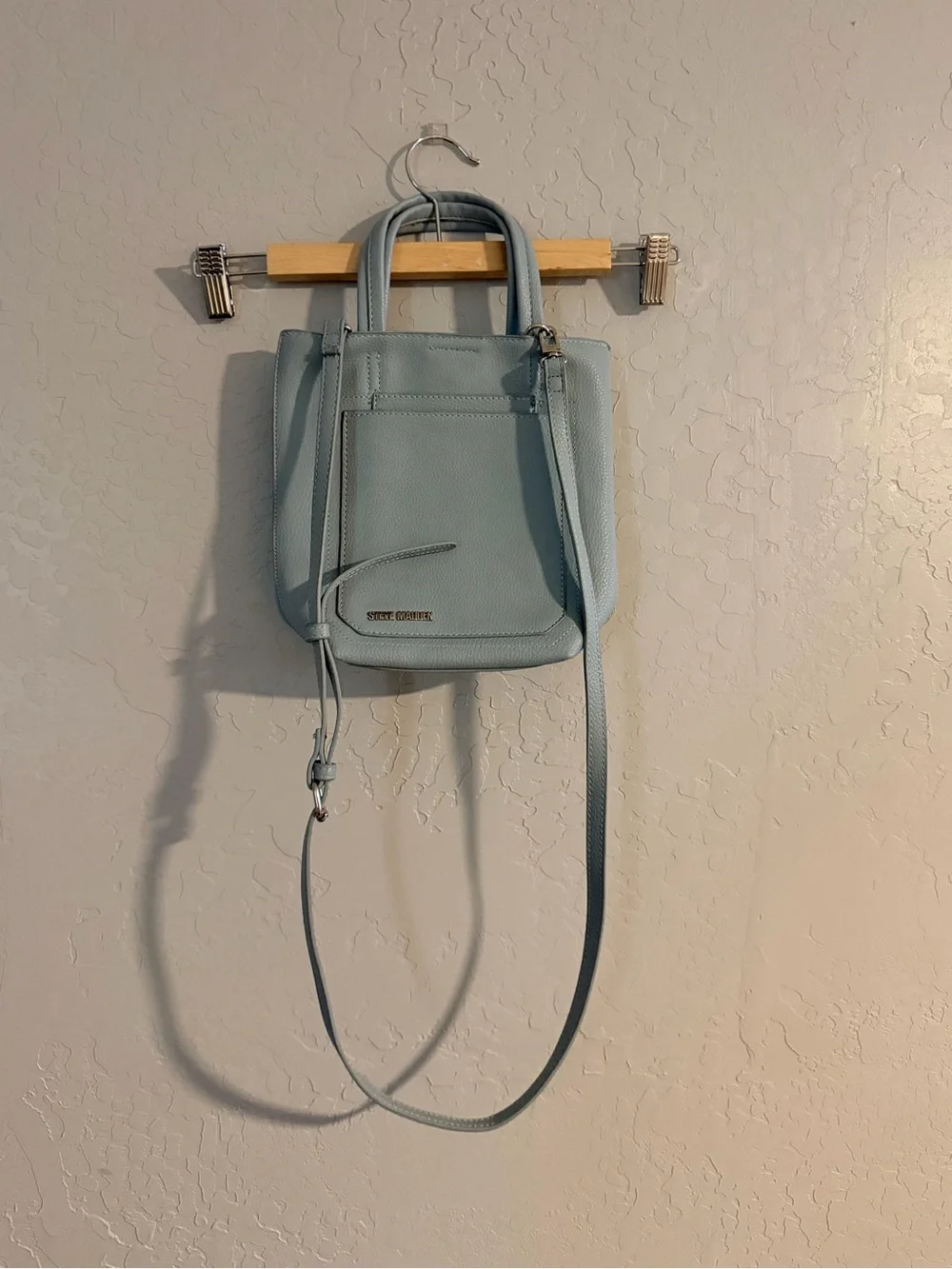 Steve Madden Pale Blue Pebbled Mini Crossbody Tote
